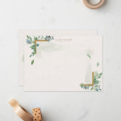 Zachte Waterverf Gouden groen briefpapier Note Kaa Notitiekaartje (Voorkant / Achterkant in situ)