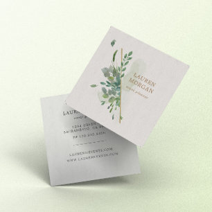 Zachte Waterverf Groen Goud Vierkant Visitekaartje