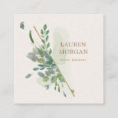 Zachte Waterverf Groen Goud Vierkant Visitekaartje (Voorkant)