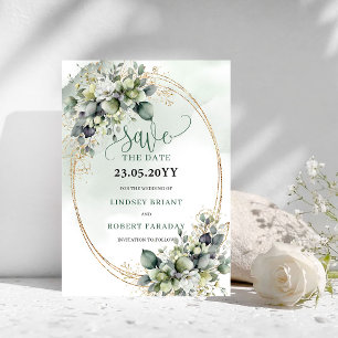Zachte Waterverf Groene Huwelijksaankondiging Save The Date