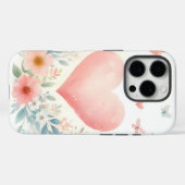 Zachte Waterverf Hart Liefde Bloemen Vogels Case-Mate iPhone Case (Achterkant (horizontaal))