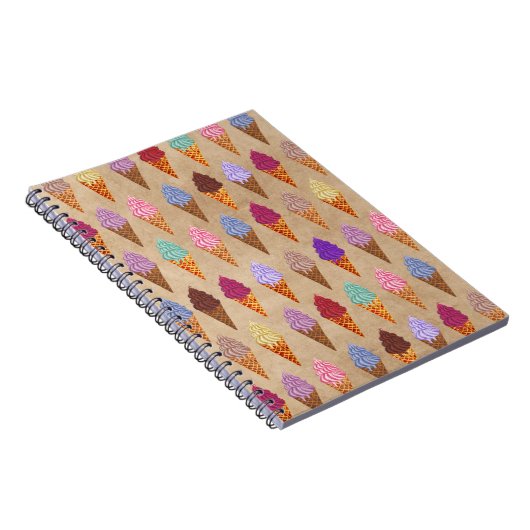 Zachte Waterverf Ijsjes Patroon Grappige Zomer Notitieboek (Rechterzijde)