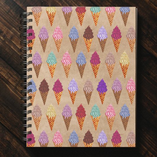 Zachte Waterverf Ijsjes Patroon Grappige Zomer Notitieboek