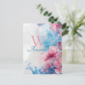 Zachte Waterverf in roze en blauw Briefkaart (Staand voorkant)