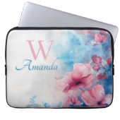 Zachte Waterverf in roze en blauw Laptop Sleeve (Voorkant)