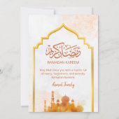 Zachte Waterverf Islamitische Moskee Gouden Frame Kaart (Achterkant)