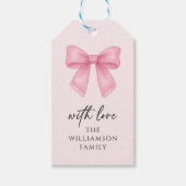 Zachte Waterverf Kersen Strik Coquette Patroon Cadeaulabel (Voorkant)