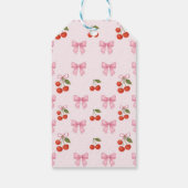 Zachte Waterverf Kersen Strik Coquette Patroon Cadeaulabel (Achterkant)