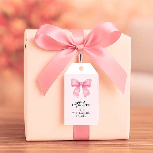 Zachte Waterverf Kersen Strik Coquette Patroon Cadeaulabel