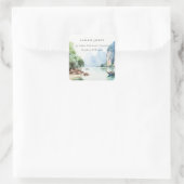 Zachte Waterverf Kust Thailand Seascape Adres Vierkante Sticker (Tas)