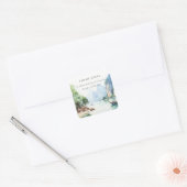 Zachte Waterverf Kust Thailand Seascape Adres Vierkante Sticker (Envelop)