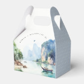 Zachte Waterverf Kust Thailand Zeegezicht Bruiloft Bedankdoosjes (Voorkant Zijde)