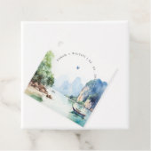 Zachte Waterverf Kust Thailand Zeegezicht Bruiloft Bedankjes Labels (In situ)