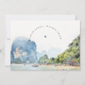 Zachte Waterverf Kust Thailand Zeegezicht Bruiloft Bedankkaart (Achterkant)