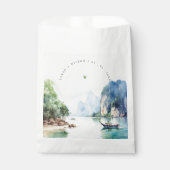 Zachte Waterverf Kust Thailand Zeegezicht Bruiloft Bedankzakje (Voorkant)