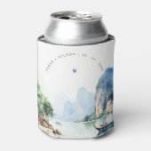 Zachte Waterverf Kust Thailand Zeegezicht Bruiloft Blikjeskoeler (Blikje Voorkant)