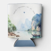 Zachte Waterverf Kust Thailand Zeegezicht Bruiloft Blikjeskoeler (Voorkant)