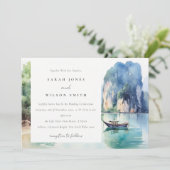 Zachte Waterverf Kust Thailand Zeegezicht Bruiloft Kaart (Staand voorkant)