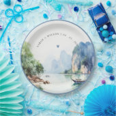 Zachte Waterverf Kust Thailand Zeegezicht Bruiloft Papieren Bordje (Feest)