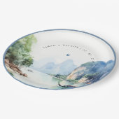 Zachte Waterverf Kust Thailand Zeegezicht Bruiloft Papieren Bordje (Gekanteld)