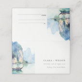 Zachte Waterverf Kust Thailand Zeegezicht Bruiloft Plaatskaartje (Buitenkant ongevouwen)