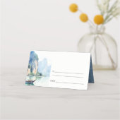 Zachte Waterverf Kust Thailand Zeegezicht Bruiloft Plaatskaartje (Achterkant)