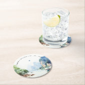 Zachte Waterverf Kust Thailand Zeegezicht Bruiloft Ronde Kartonnen Onderzetter (Insitu)