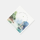 Zachte Waterverf Kust Thailand Zeegezicht Bruiloft Servet (Hoek)