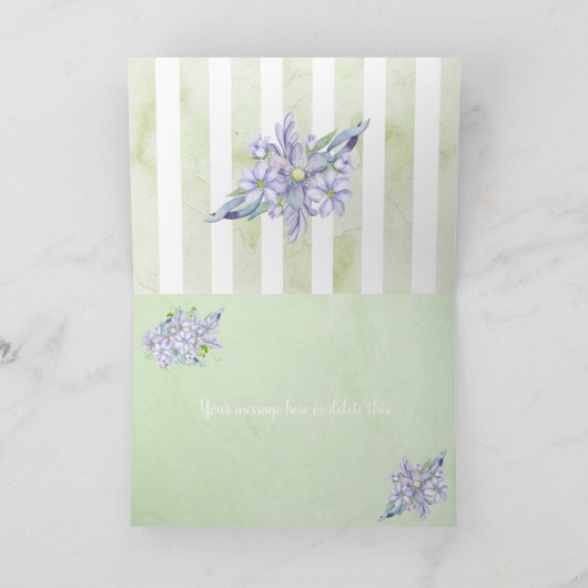 Zachte Waterverf Lila Clematis Moederdag Bedankkaart (Binnen)