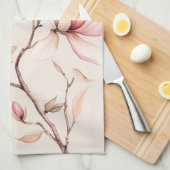 Zachte Waterverf Magnolia Bloeit Elegant Theedoek (Quarter Fold)