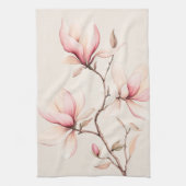 Zachte Waterverf Magnolia Bloeit Elegant Theedoek (Verticaal)