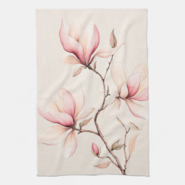 Zachte waterverf magnolia bloeit elegant  theedoek