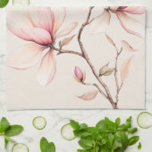 Zachte waterverf magnolia bloesems elegant  theedoek (Gevouwen)
