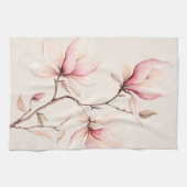 Zachte waterverf magnolia bloesems elegant  theedoek (Horizontaal)