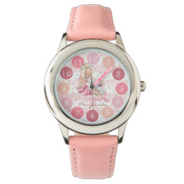 Zachte Waterverf Meisje en Eenhoorn Monogram Gift Horloge