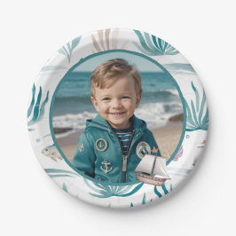 Zachte Waterverf Oceaan Foto Kinderverjaardag Papieren Bordje