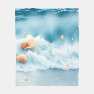 Zachte Waterverf oceaangolven met schelpen Fleece Deken