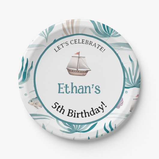 Zachte Waterverf Ocean Scene Papieren Bordje (Voorkant)