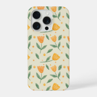Zachte waterverf oranje wilde bloem naadloos patro iPhone 15 pro case