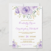 Zachte Waterverf Paarse Lila Floral Wedding Party Kaart (Voorkant)