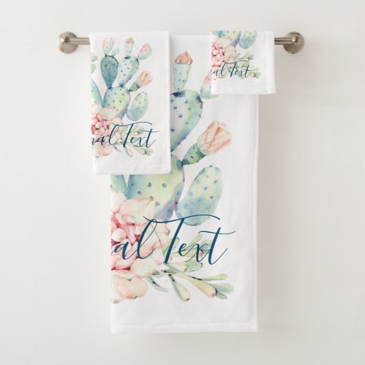 Zachte Waterverf pasta-bloeiende cactus Bad Handdoek (Insitu)