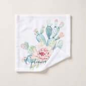 Zachte Waterverf pasta-bloeiende cactus Bad Handdoek (Wasdoekje)