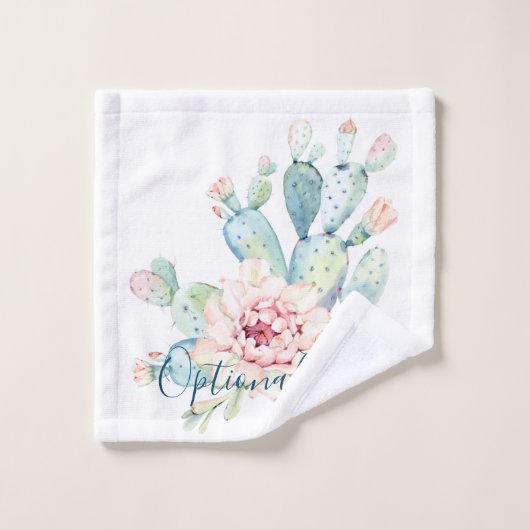 Zachte Waterverf pasta-bloeiende cactus  Bad Handdoek (Wasdoekje)