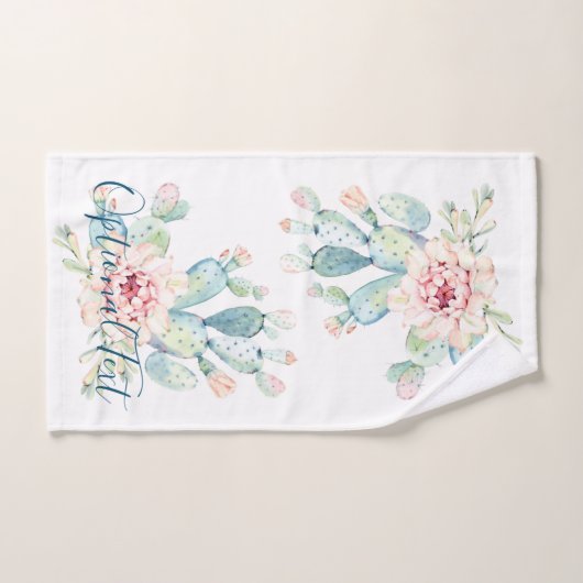 Zachte Waterverf pasta-bloeiende cactus Bad Handdoek (Handdoek)