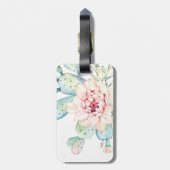 Zachte Waterverf pasta-bloeiende cactus Bagagelabel (Achterkant verticaal)