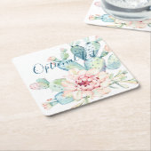 Zachte Waterverf pasta-bloeiende cactus Kartonnen Onderzetters (Schuin)