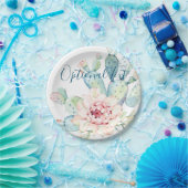 Zachte Waterverf pasta-bloeiende cactus  Papieren Bordje (Feest)