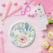 Zachte Waterverf pasta-bloeiende cactus  Papieren Bordje (Feest)