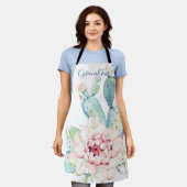 Zachte Waterverf pasta-bloeiende cactus Schort (Gedragen)