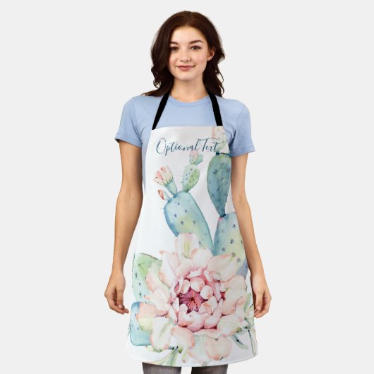 Zachte Waterverf pasta-bloeiende cactus Schort (Gedragen)